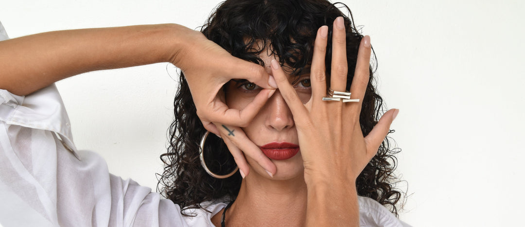 FRAMED jewellery editorial with Stefania, sterling silver and leather styling, Patricia Bos Designs