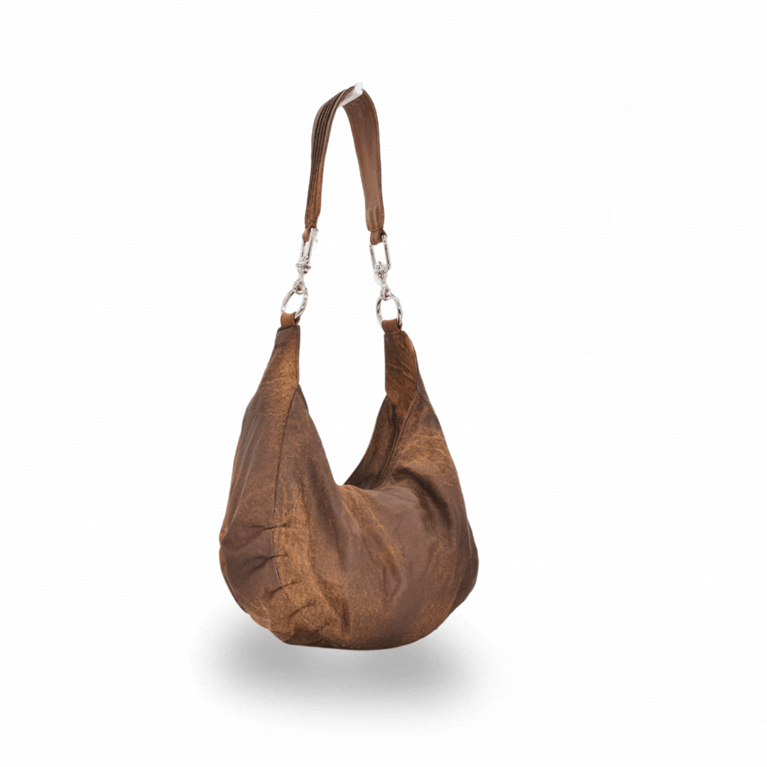ZELDA | VINTAGE  BROWN| HALF MOON BAG