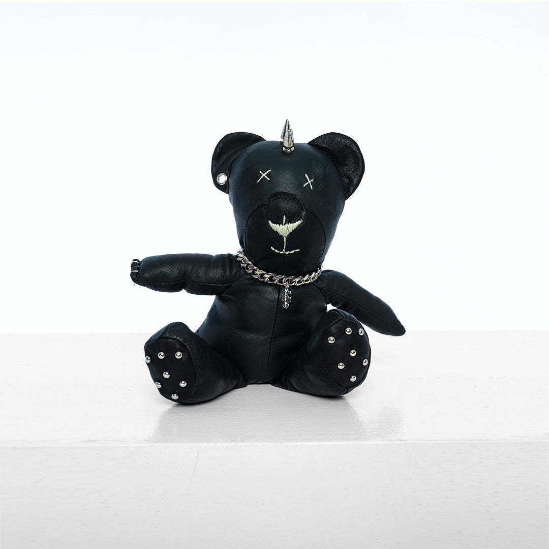 PUNK TEDDY BLACK LEATHER BEAR