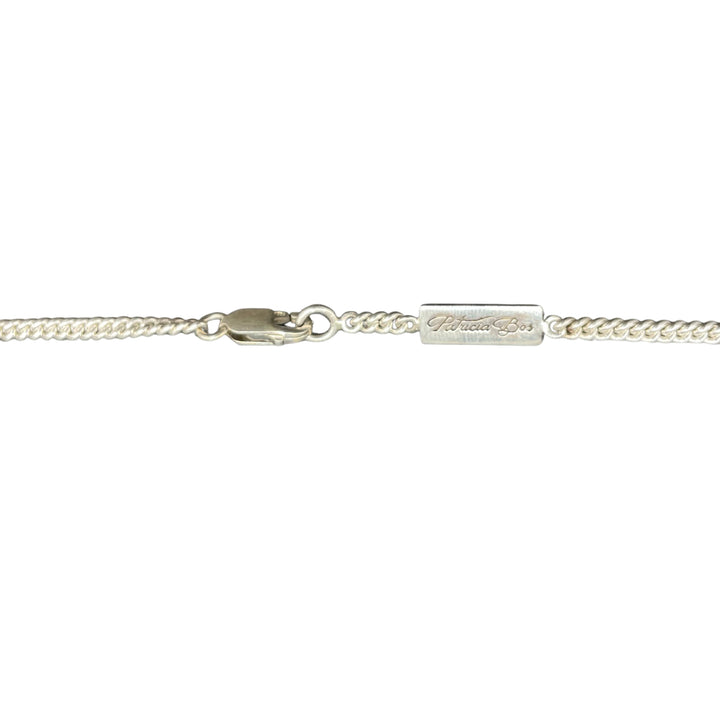 JOYCE necklace close-up, sterling silver Y-drop chain detail
