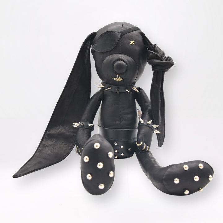 B BUNNY black leather bunny with studs, view 1, Patricia Bos Designs