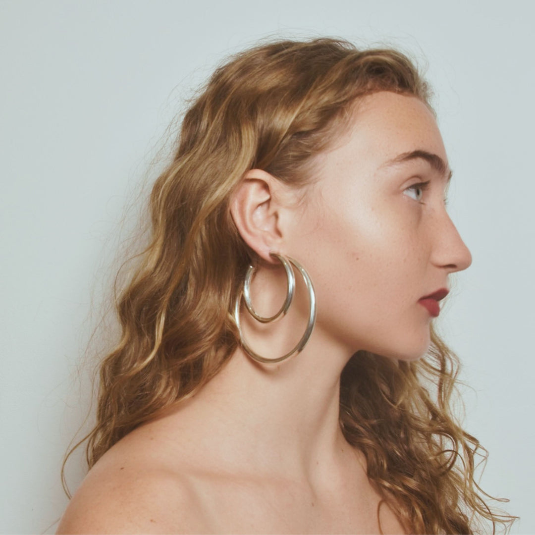 EALGA -SILVER HOOP EARRING 4 diameter