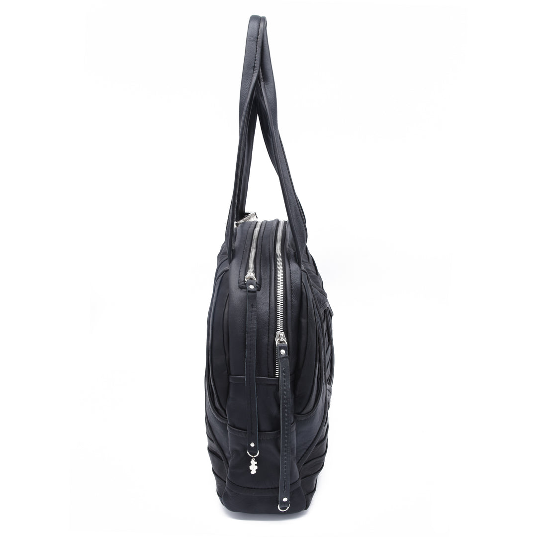 black leather bowling bag Alexa  by Patricia Bos 
