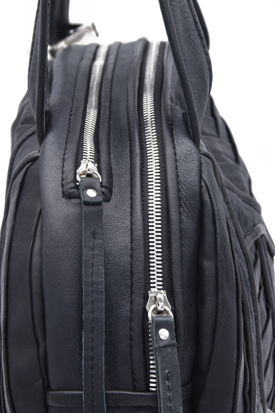 black leather bowling bag Alexa  by Patricia Bos 