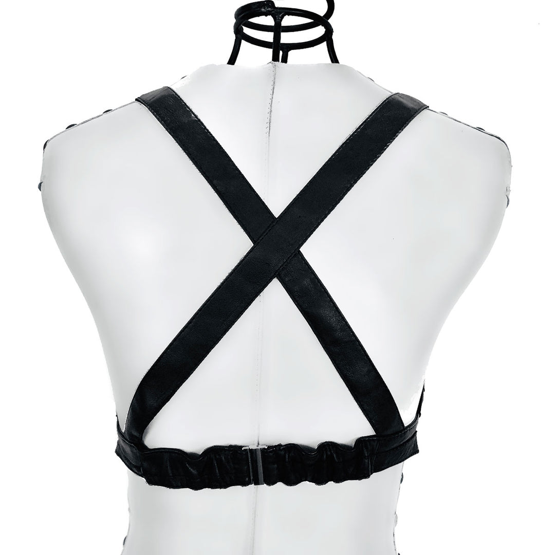 KENDRA black leather push-up bra, view 4, Patricia Bos Designs