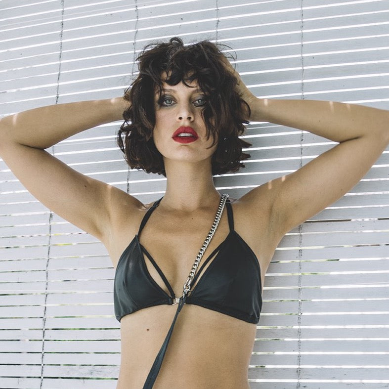 leather Bra,black,roxy ,patricia bos