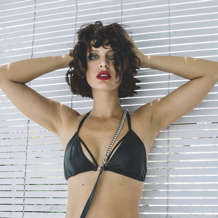 leather Bra,black,roxy ,patricia bos