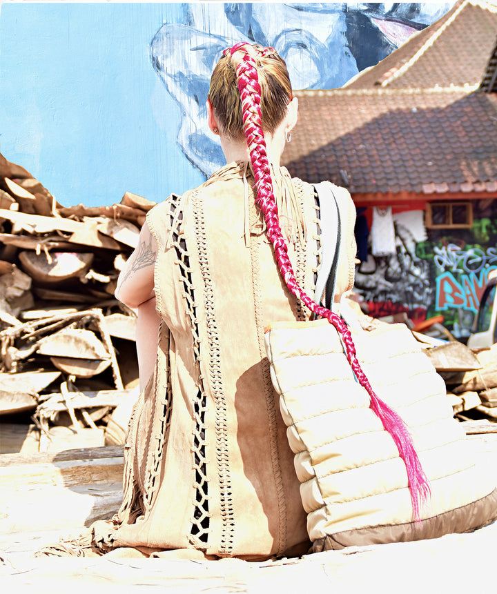 EMPRESS LEXA | TAN | LEATHER LONG VEST