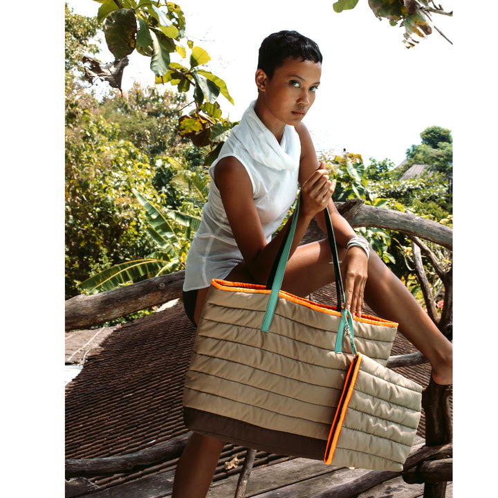 TINNY | TAN & ORANGE | SHOPPER  BAG