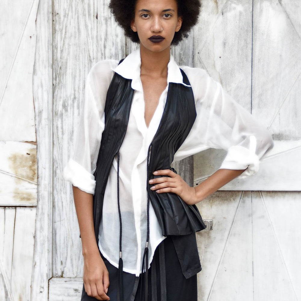 Jody | Black Leather Vest - Patricia Bos