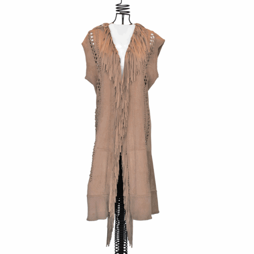 EMPRESS LEXA | TAN | LEATHER LONG VEST