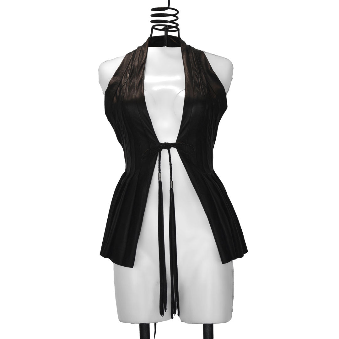 Jody | Black Leather Vest - Patricia Bos