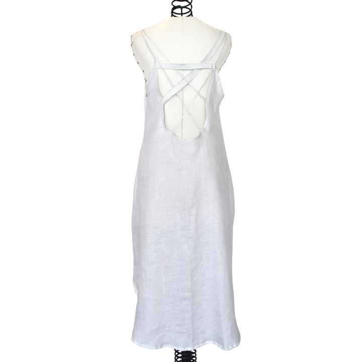 KENZA | WHITE | OPEN BACK MIDI DRESS