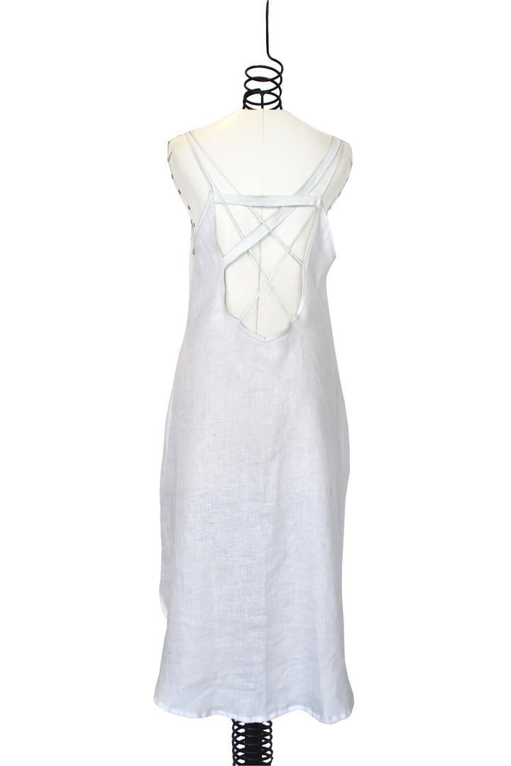 KENZA | WHITE | OPEN BACK MIDI DRESS