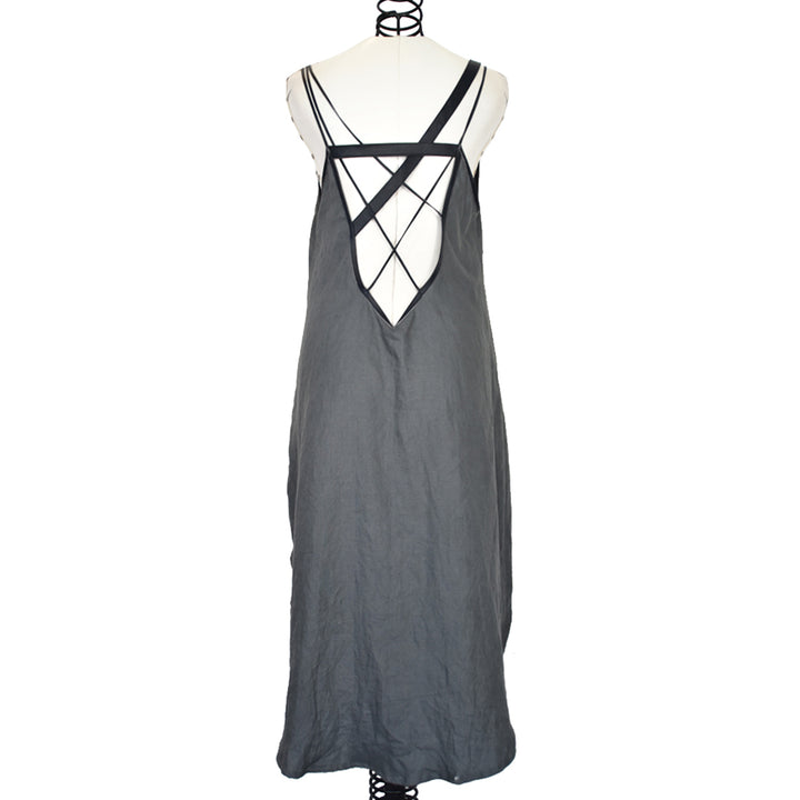 KENZA | STEEL BLUE | OPEN BACK MIDI DRESS