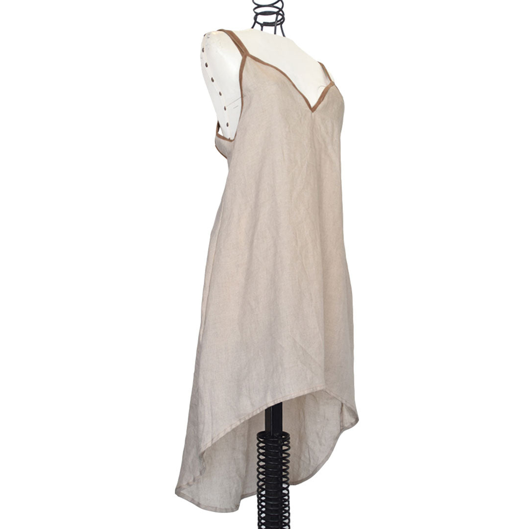 Kenzha | Open Back Linen Midi Dress Tan - Patricia Bos