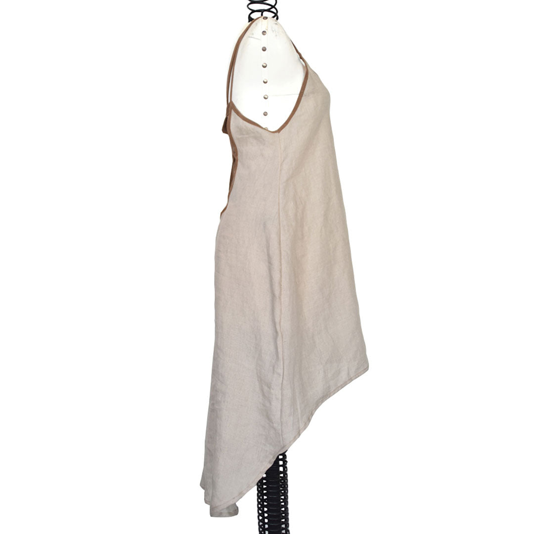 Kenzha | Open Back Linen Midi Dress Tan - Patricia Bos