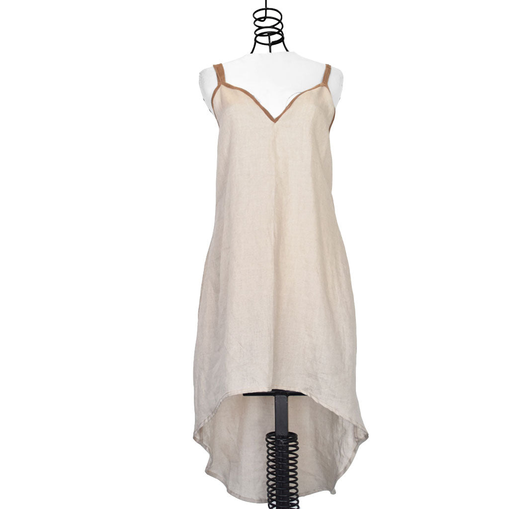 Kenzha | Open Back Linen Midi Dress Tan - Patricia Bos