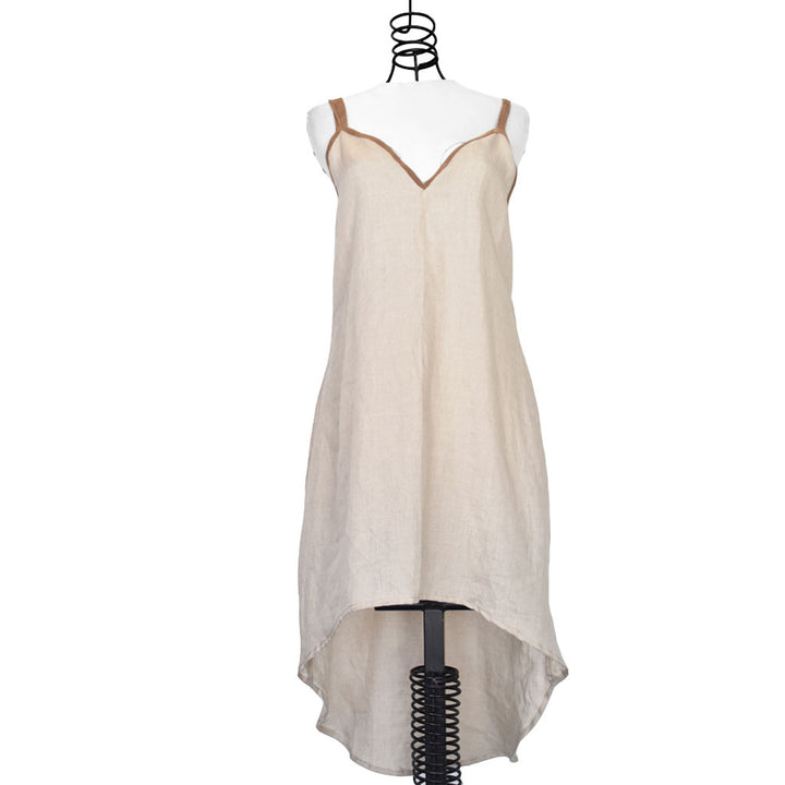 Kenzha | Open Back Linen Midi Dress Tan - Patricia Bos